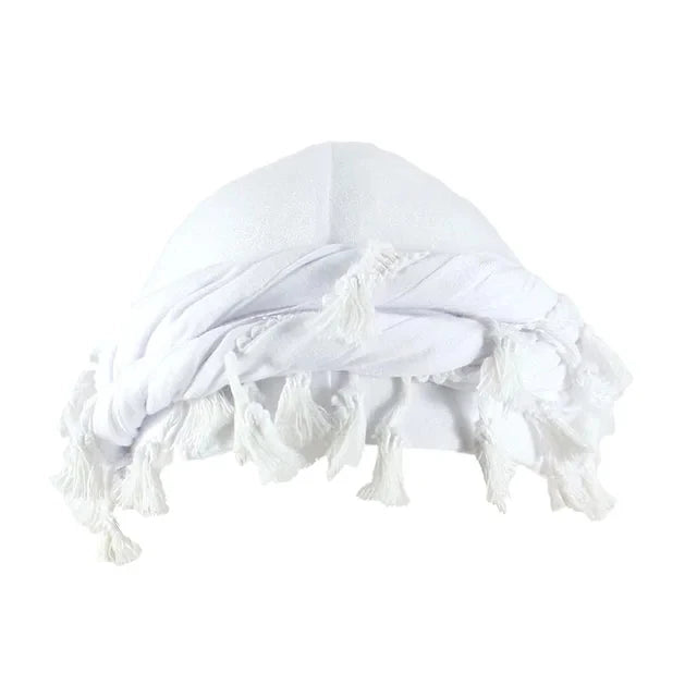 Men Hat Punk Burr Trim Twisted Tail Fringe Cotton Bandana Hat Hop Turban Hats Head Wrap Beanie Cap Solid Color Docker Hat