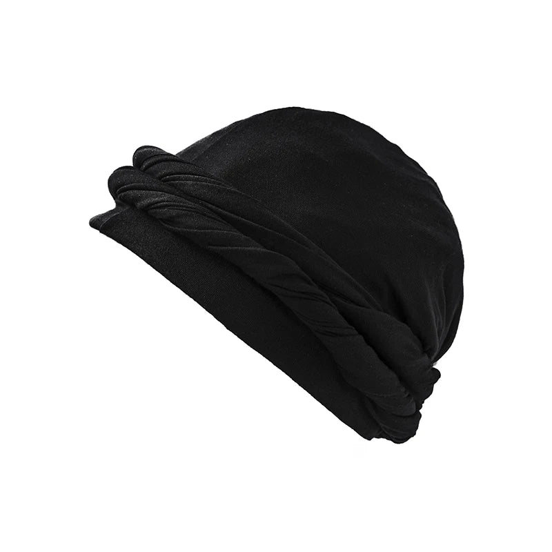Men Hat Punk Burr Trim Twisted Tail Fringe Cotton Bandana Hat Hop Turban Hats Head Wrap Beanie Cap Solid Color Docker Hat