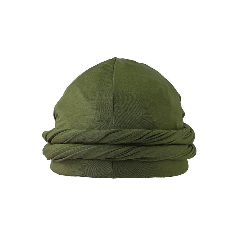 Men Hat Punk Burr Trim Twisted Tail Fringe Cotton Bandana Hat Hop Turban Hats Head Wrap Beanie Cap Solid Color Docker Hat