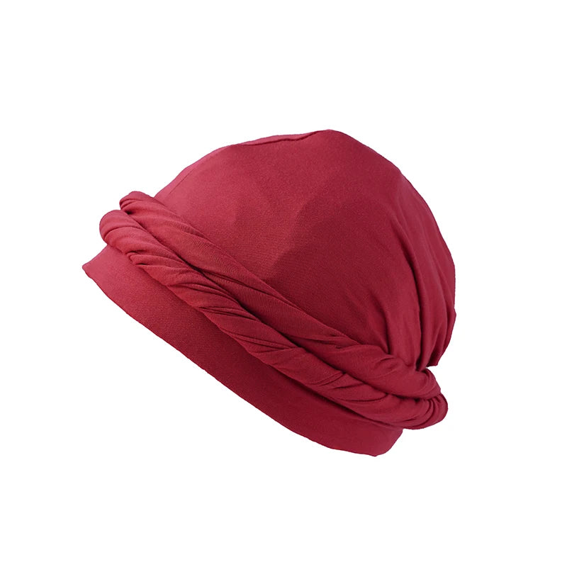 Men Hat Punk Burr Trim Twisted Tail Fringe Cotton Bandana Hat Hop Turban Hats Head Wrap Beanie Cap Solid Color Docker Hat