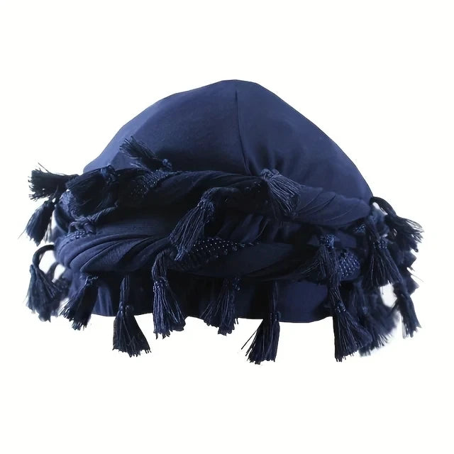 Men Hat Punk Burr Trim Twisted Tail Fringe Cotton Bandana Hat Hop Turban Hats Head Wrap Beanie Cap Solid Color Docker Hat