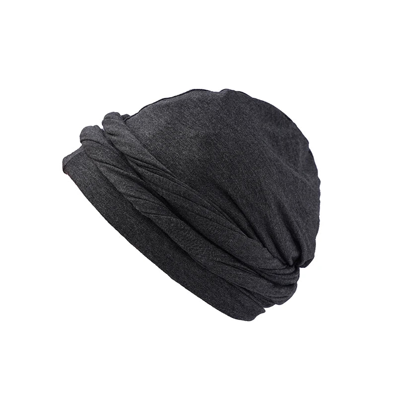 Men Hat Punk Burr Trim Twisted Tail Fringe Cotton Bandana Hat Hop Turban Hats Head Wrap Beanie Cap Solid Color Docker Hat